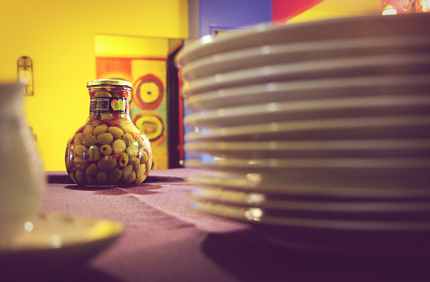 Preparing the table.