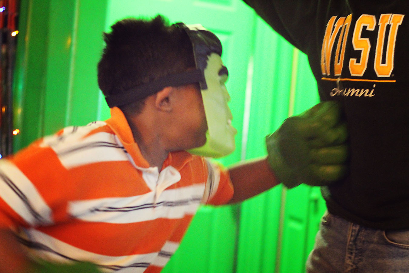 It took quite a while for the Hulk Smash glove part of the costume to show up, but he knew just what to do when they did.