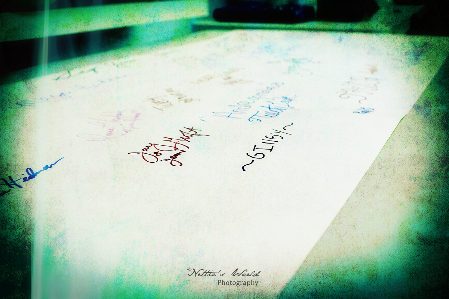 Our "guest book" in the form of art paper and sharpie markers. We love to see how guests sign their names at our parties!