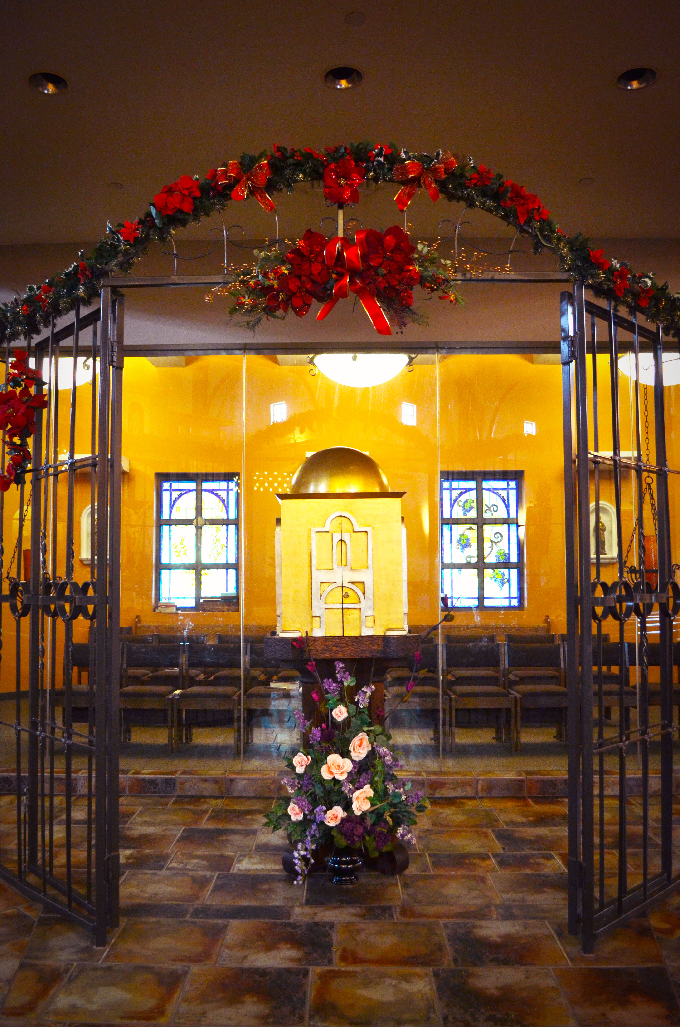 This is the adoration chapel, which sits at the corner of the transept.