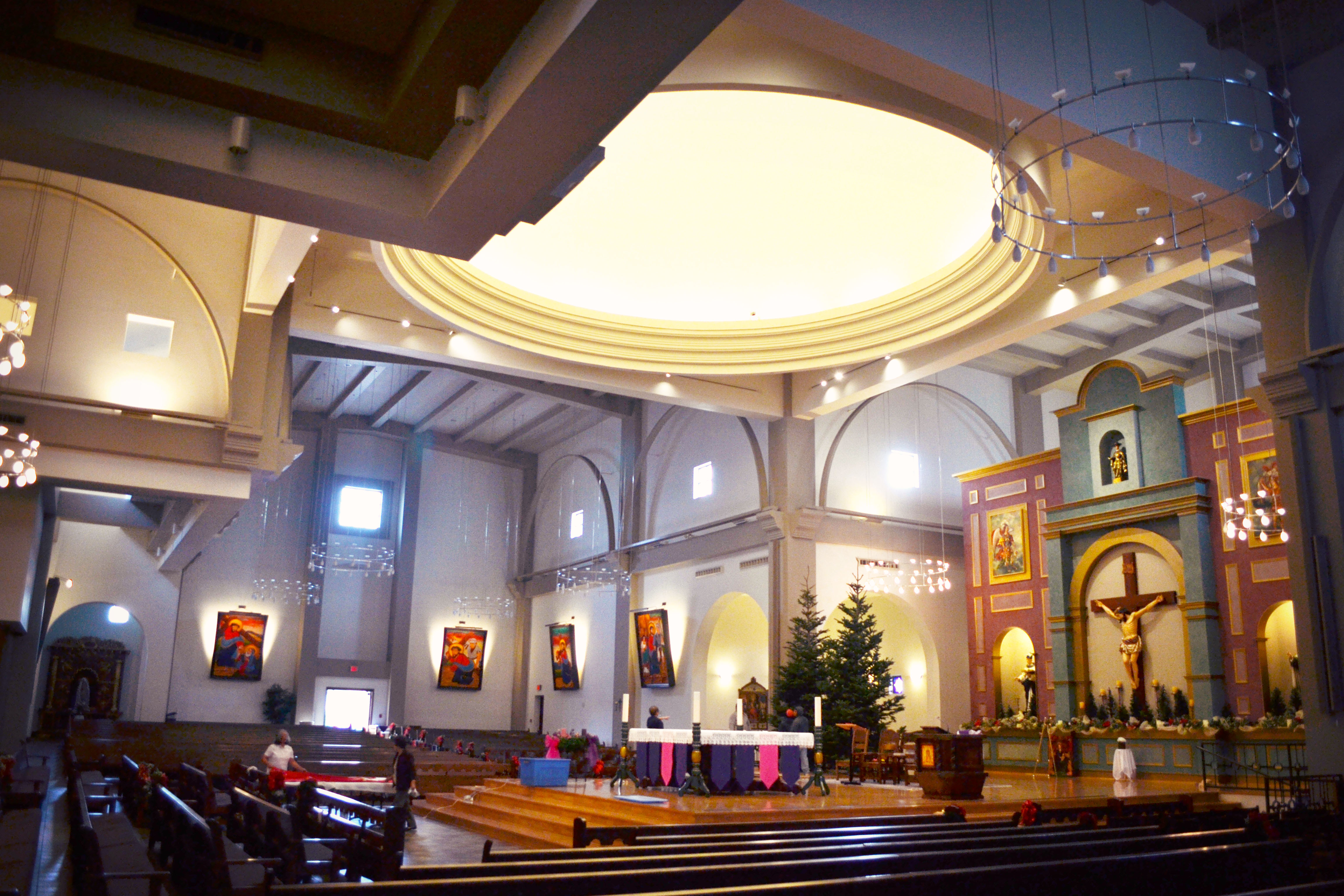 A bit more of the front of the church, looking east.