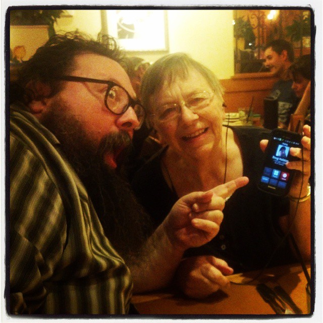 Mom with both Jeff and Doug (on the phone)! :)